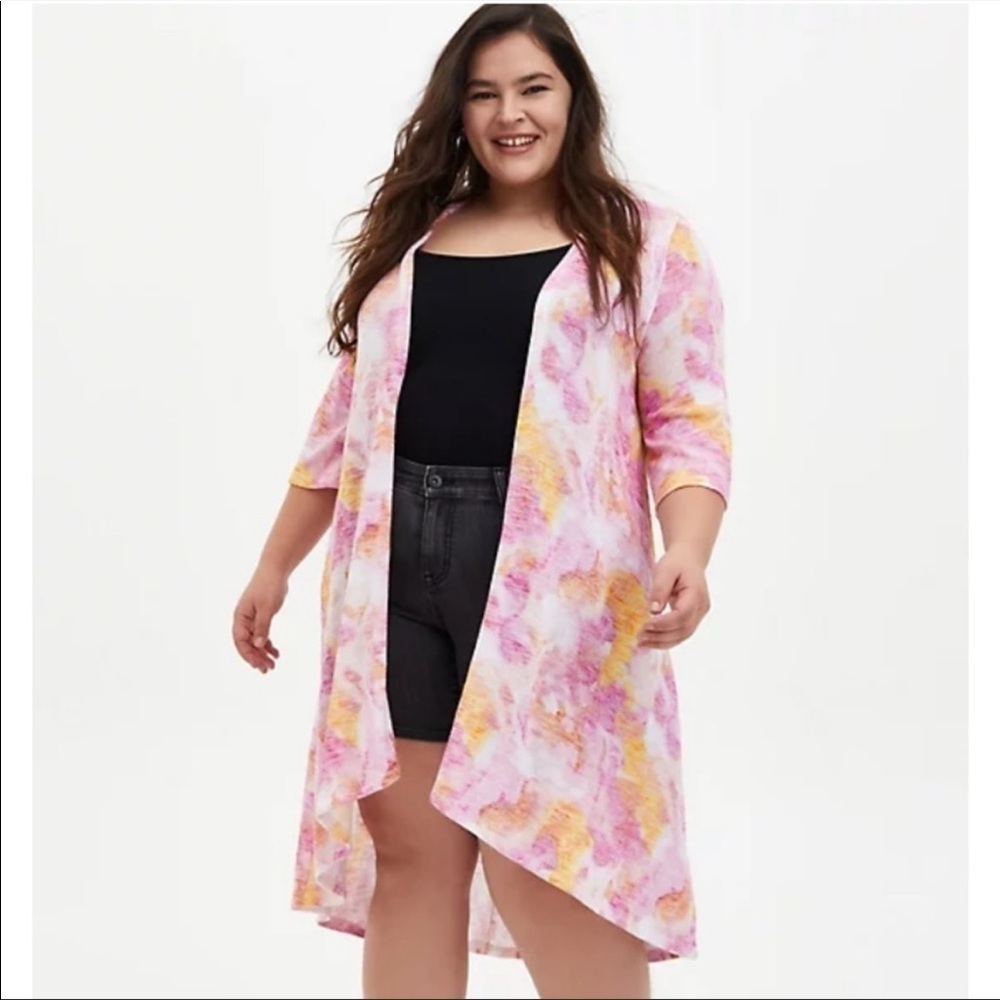 TORRID multi watercolor open front kimono!